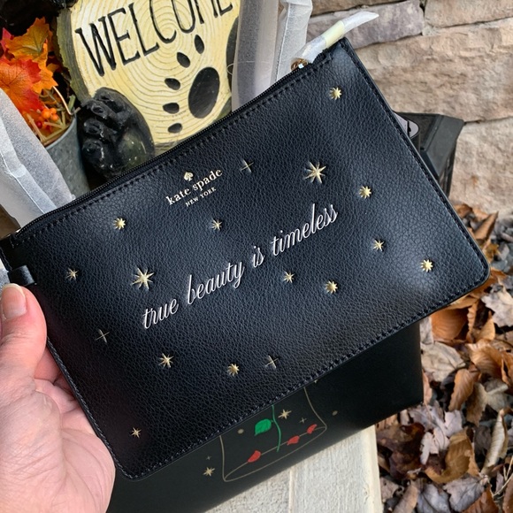 Authentic KATE SPADE Reversible leather Beauty and the beast  tote/Wristlet - Picture 12 of 13